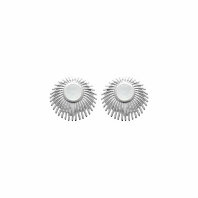 Boucles d'oreilles en argent rhodié et nacre