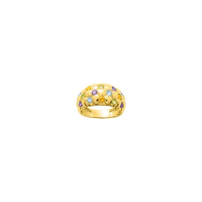 Bague en or jaune et pierres fines
