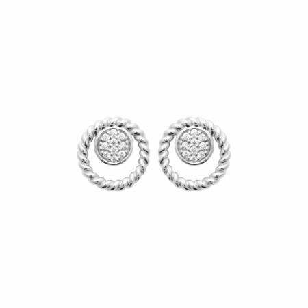 Boucles d'oreilles en argent rhodié et oxydes de zirconium