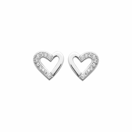 Boucles d'oreilles en argent rhodié et oxydes de zirconium