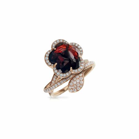 Bague Pasquale Bruni Je t'Aime en or rose, grenat, diamants bruns et blancs