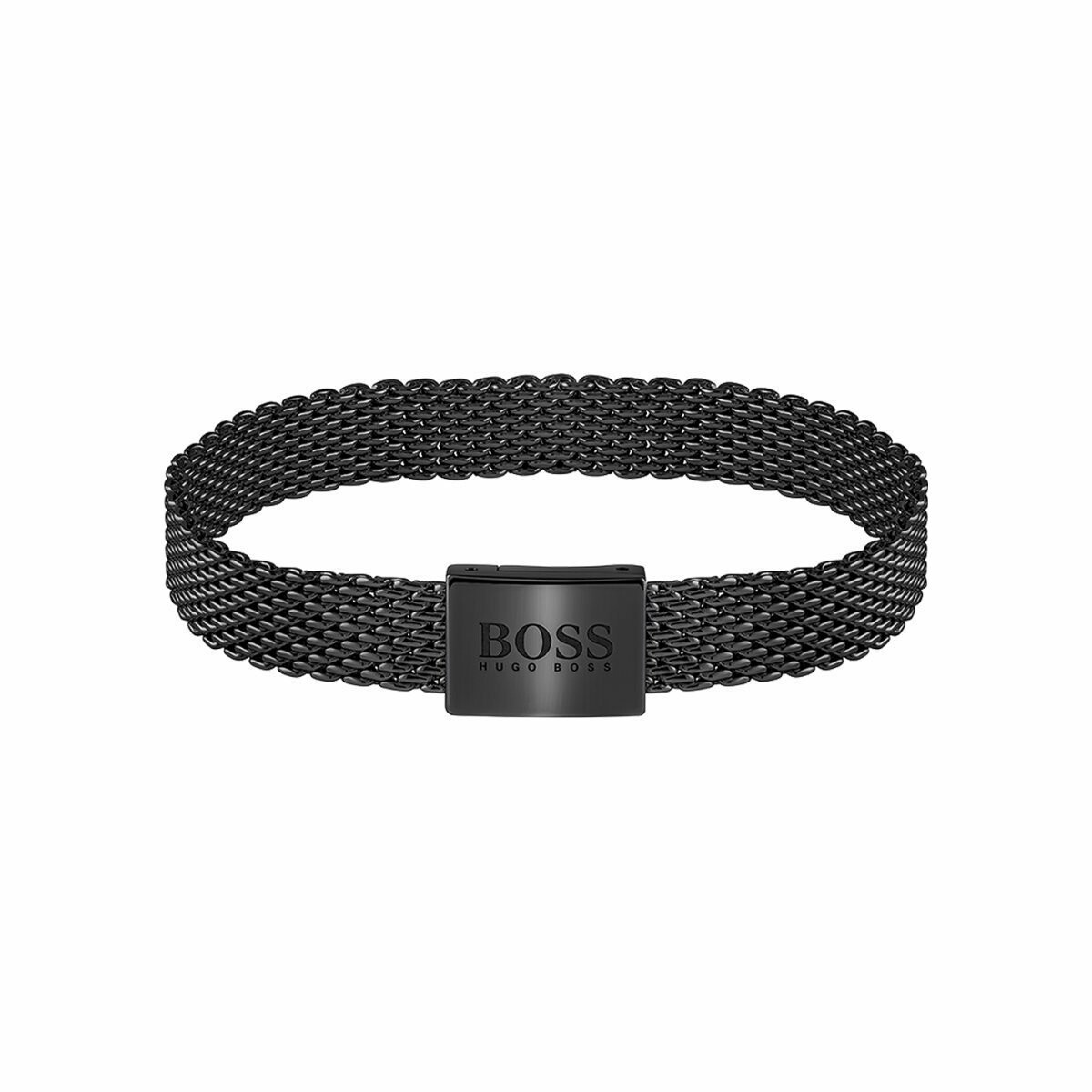 Bracelet BOSS Mesh Essential en acier PVD noir, taille M