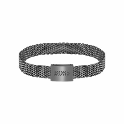 Bracelet BOSS Mesh Essential en acier PVD gunmetal, taille M