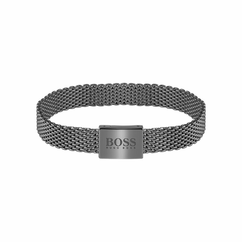 Bracelet BOSS Mesh Essential en acier PVD gunmetal, taille M