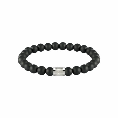 Bracelet BOSS Beads For Him en acier et onyx, taille M