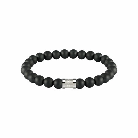 Bracelet BOSS Beads For Him en acier et onyx, taille M