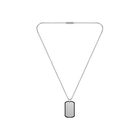 Collier BOSS Id en acier et silicone noir