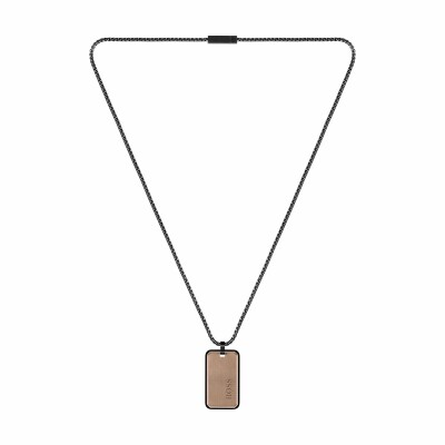 Collier BOSS Id en acier PVD noir et métal doré