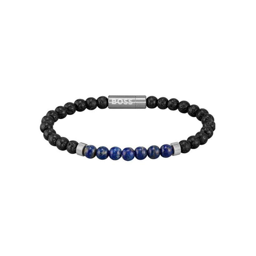 Bracelet BOSS Mixed Beads en pierre de lave et lapis lazuli, taille M