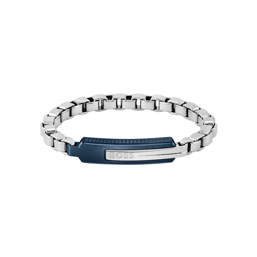 Bracelet BOSS Orlado en acier et acier PVD bleu, taille M