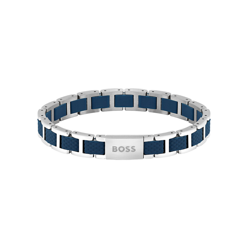 Bracelet BOSS Sarkis B en acier et silicone bleu