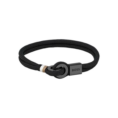 Bracelet BOSS Thad Sport en acier PVD noir et nylon noir, taille S