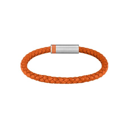 Bracelet BOSS en cuir orange et acier