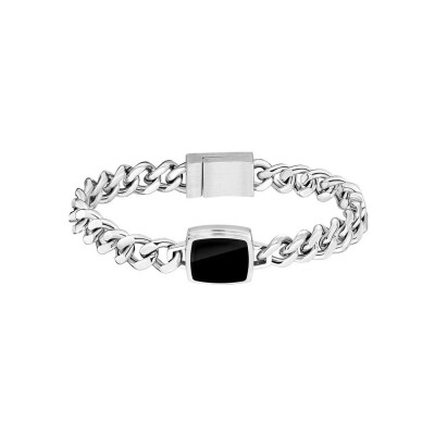 Bracelet BOSS en acier et onyx, taille M