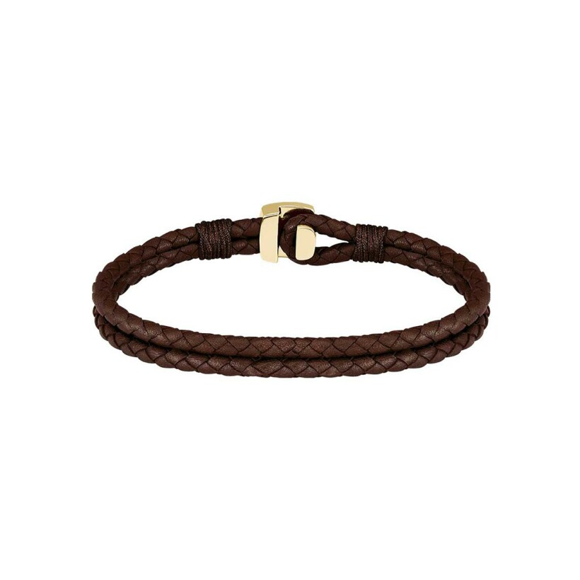 Bracelet BOSS en cuir et acier doré