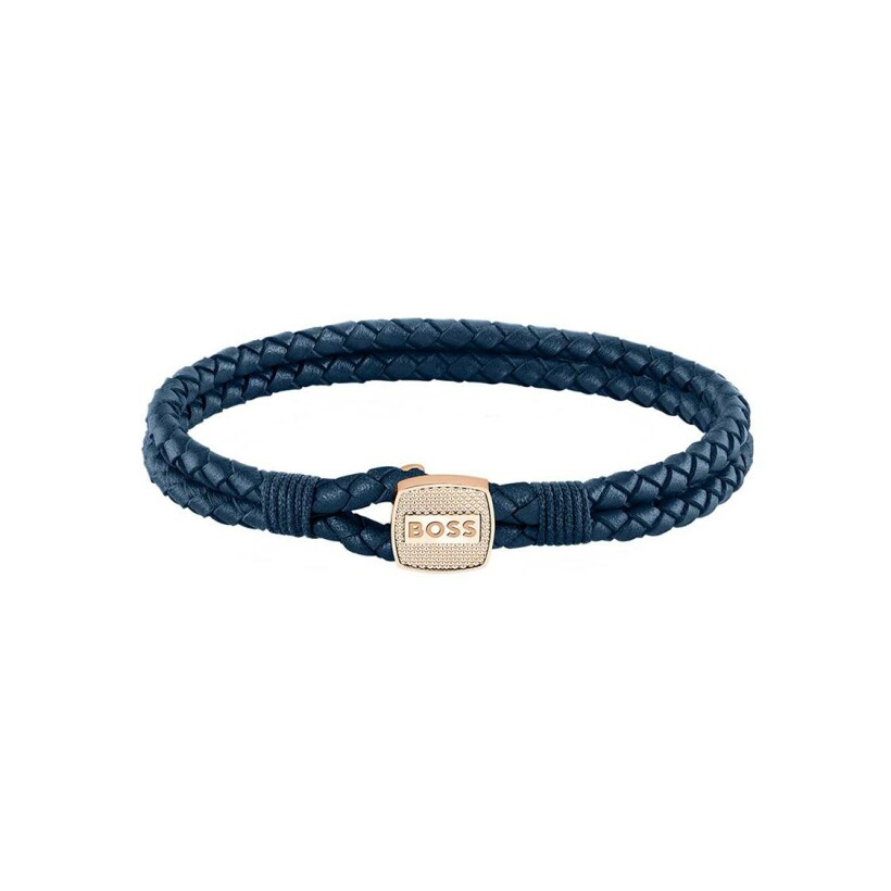 Bracelet BOSS en cuir et acier rose et bleu