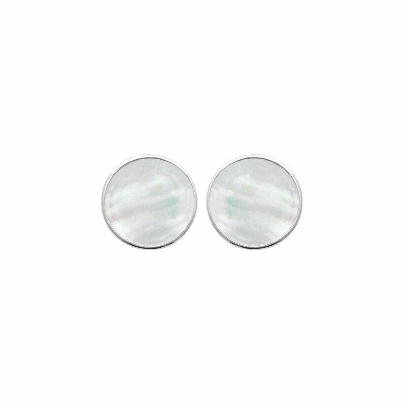 Boucles d'oreilles en argent rhodié et nacre