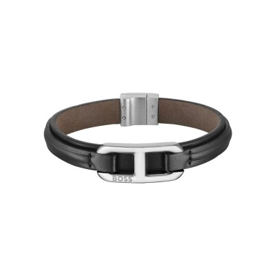 Bracelet BOSS en cuir et acier