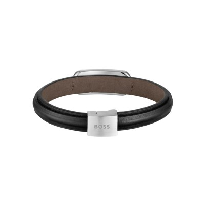 Bracelet BOSS en cuir et acier