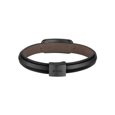 Bracelet BOSS en cuir et acier