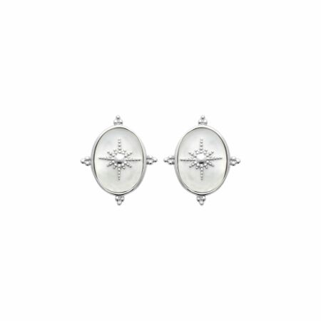 Boucles d'oreilles en argent rhodié et nacre