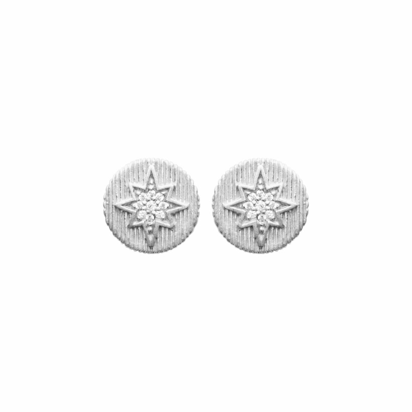 Boucles d'oreilles en argent rhodié et oxydes de zirconium