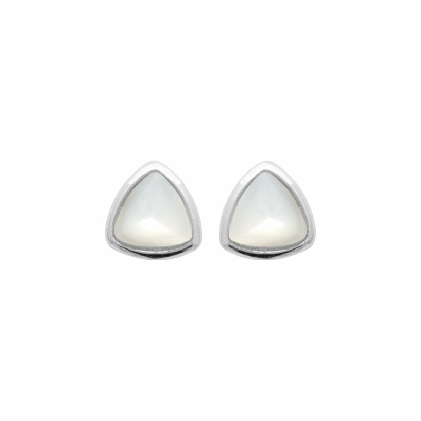 Boucles d'oreilles en argent rhodié et nacre