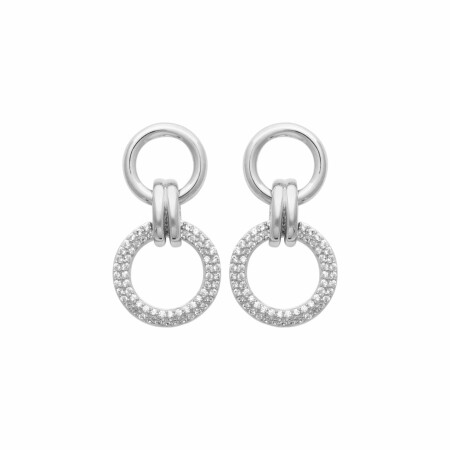 Boucles d'oreilles en argent rhodié et oxydes de zirconium