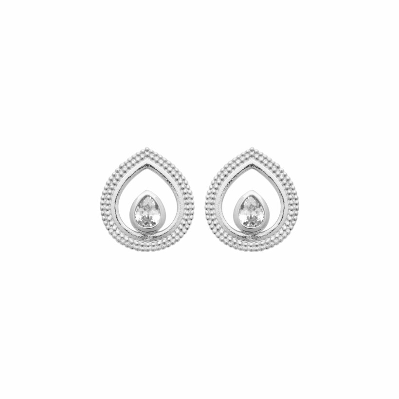 Boucles d'oreilles en argent rhodié et oxydes de zirconium