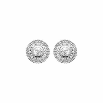 Boucles d'oreilles en argent rhodié et oxydes de zirconium