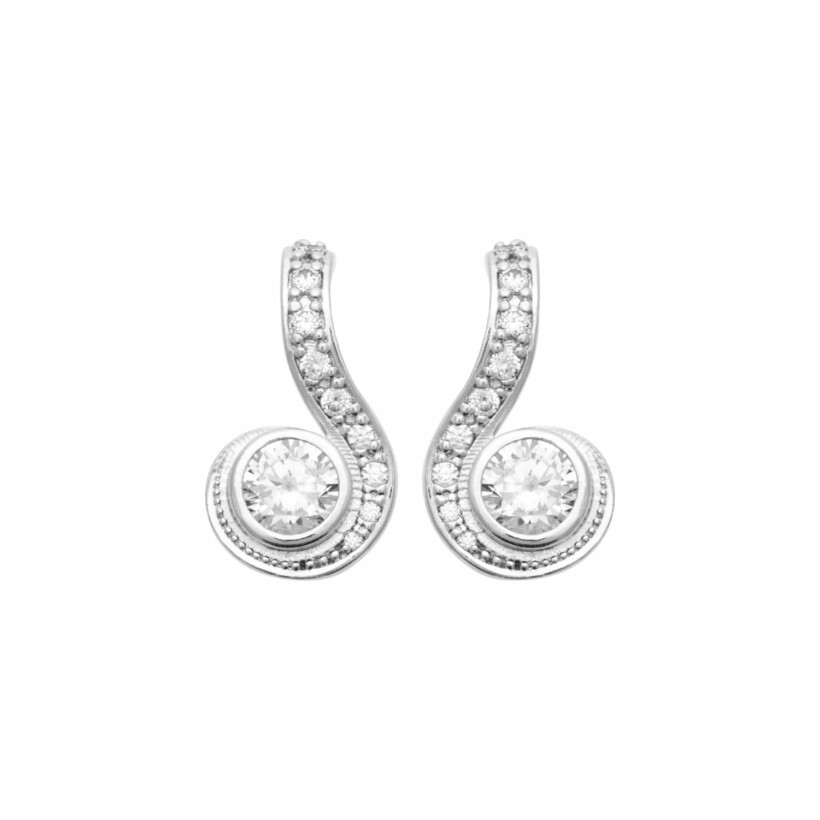 Boucles d'oreilles en argent rhodié et oxydes de zirconium