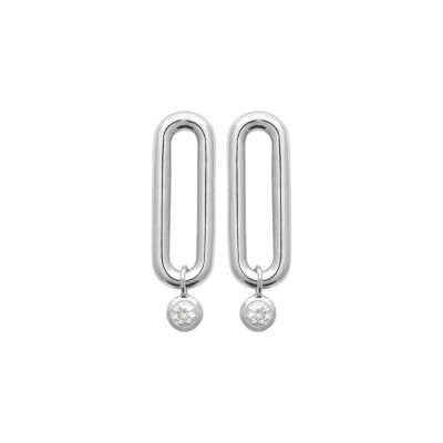 Boucles d'oreilles en argent rhodié et oxydes de zirconium