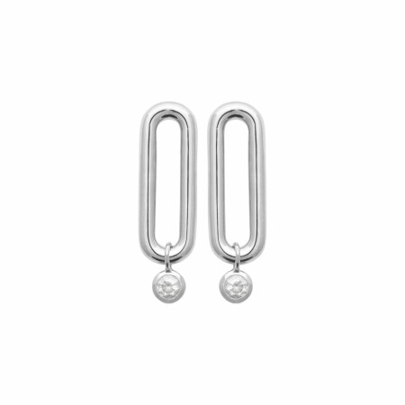 Boucles d'oreilles en argent rhodié et oxydes de zirconium