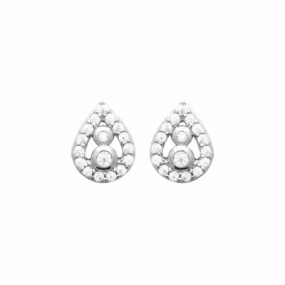 Boucles d'oreilles en argent rhodié et oxydes de zirconium