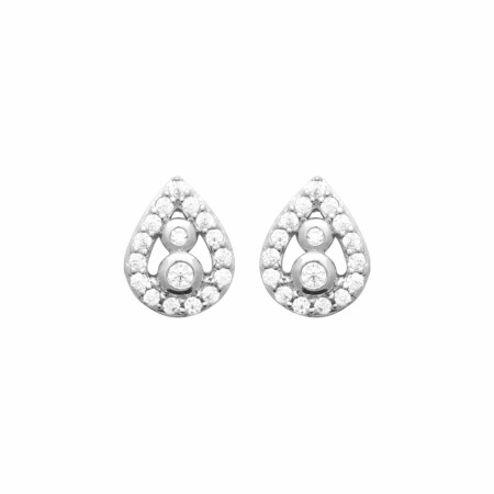 Boucles d'oreilles en argent rhodié et oxydes de zirconium