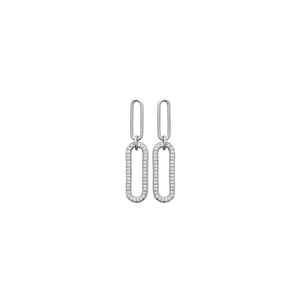 Boucles d'oreilles en argent rhodié et oxydes de zirconium