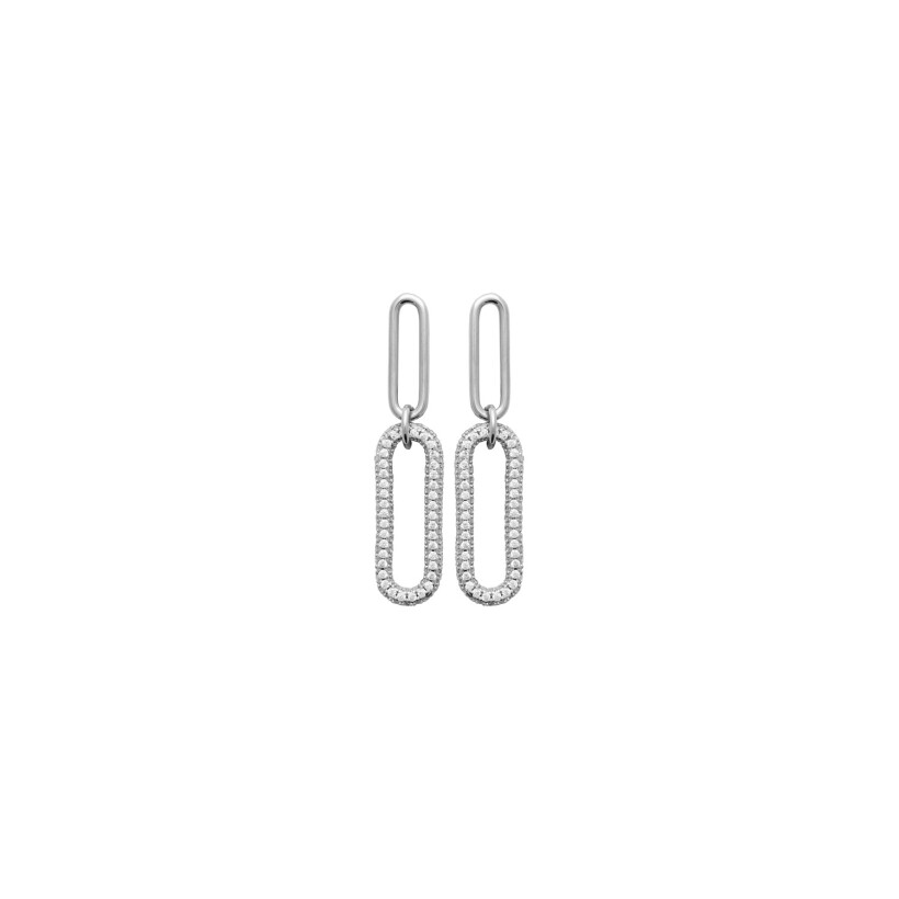 Boucles d'oreilles en argent rhodié et oxydes de zirconium