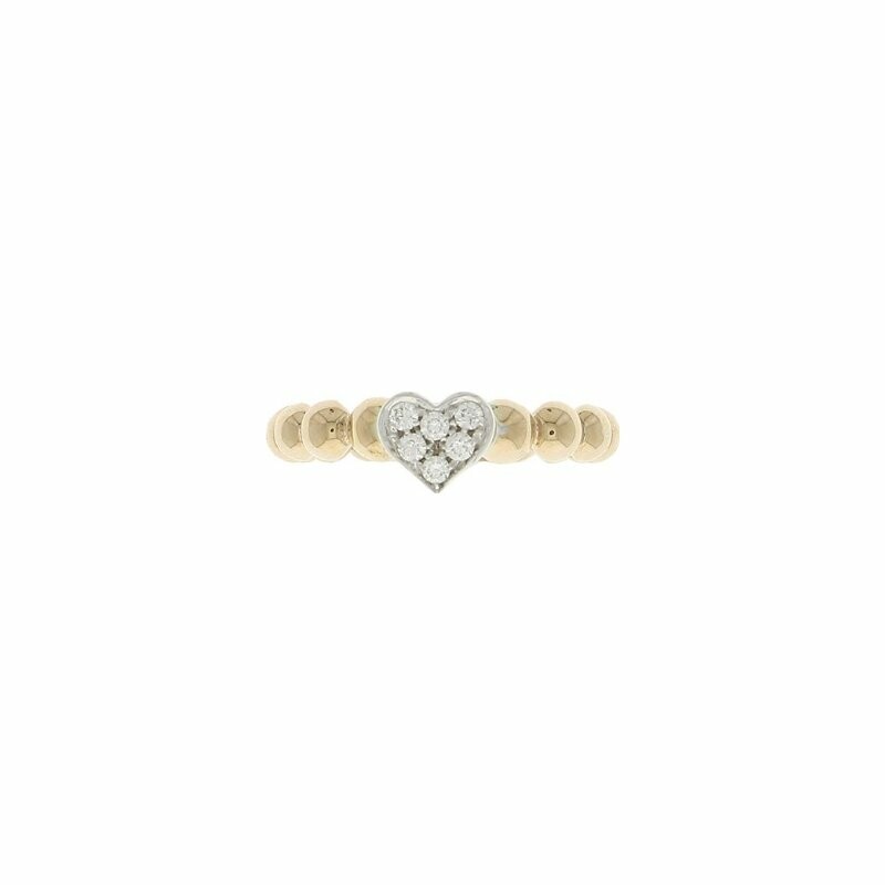 Les Perlées Heart ring, in white gold and diamonds
