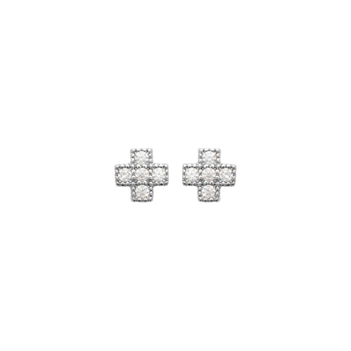 Boucles d'oreilles en argent rhodié et oxydes de zirconium