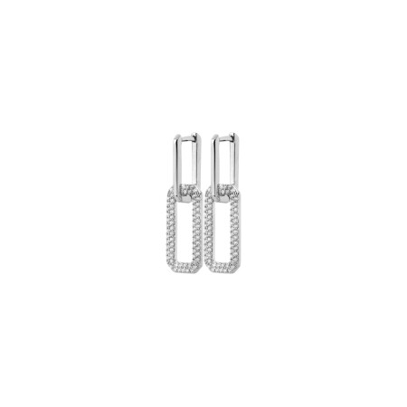 Boucles d'oreilles en argent rhodié et oxydes de zirconium