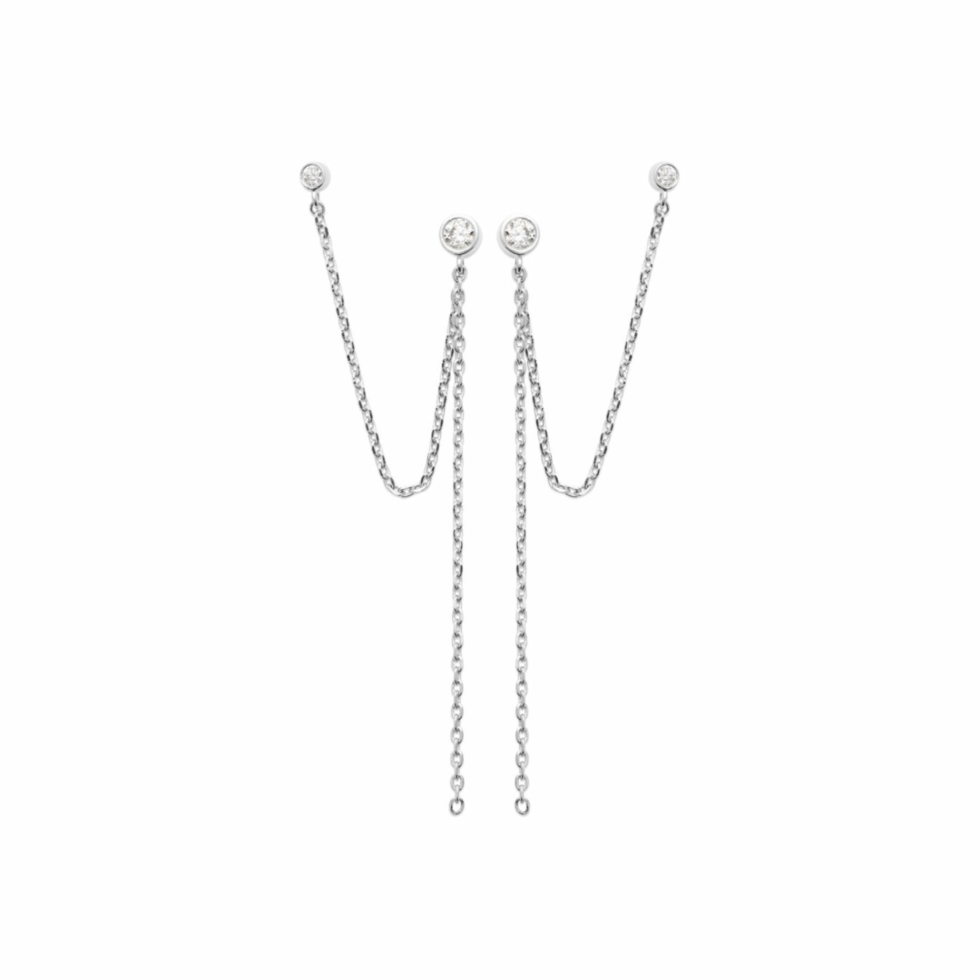 Boucles d'oreilles en argent rhodié et oxydes de zirconium