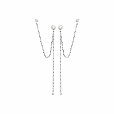 Boucles d'oreilles en argent rhodié et oxydes de zirconium