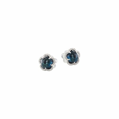 Boucles d'oreilles Pasquale Bruni Bon Ton Je T'Aime en or blanc, topazes blue london et diamants