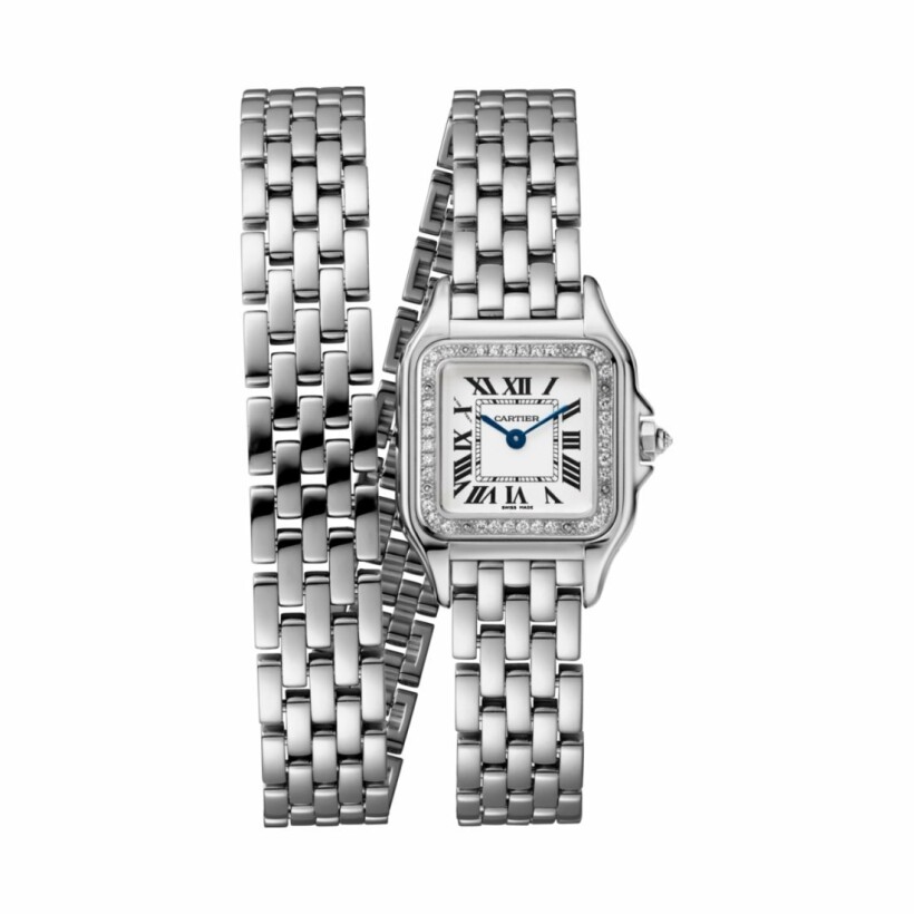 Panthère de Cartier watch, small model, quartz movement, white gold, diamonds