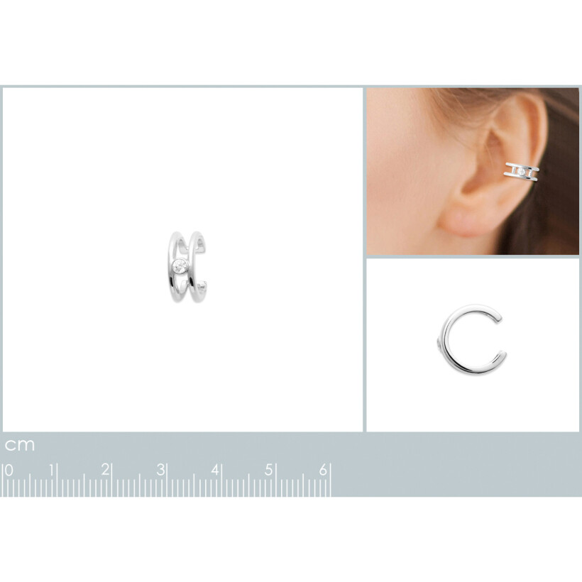 Mono boucle d'oreille en argent rhodié et oxyde de zirconium