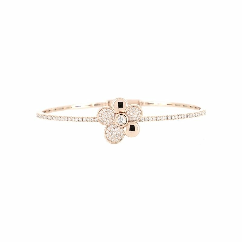 Flower bracelet, in pink gold and diamonds, small model