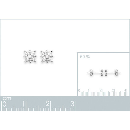 Boucles d'oreilles en argent rhodié et oxydes de zirconium