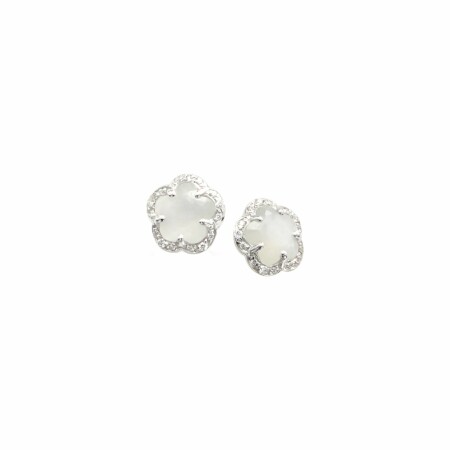 Boucles d'oreilles Pasquale Bruni Figlia Dei Fiori en or blanc, pierres de lune et diamants blancs