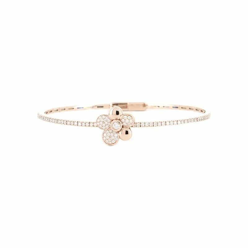 Flower bracelet, in pink gold and diamonds, medium model