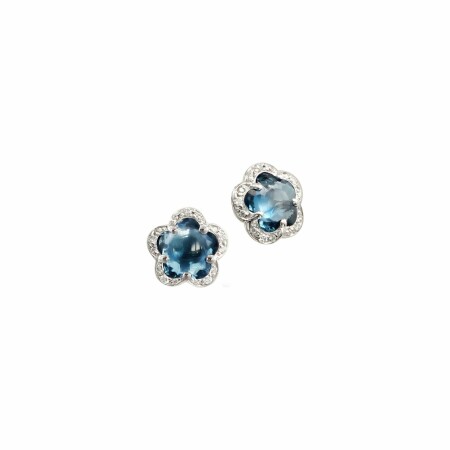 Boucles d'oreilles Pasquale Bruni Figlia dei Fiori en or blanc, topaze bleue London et diamants